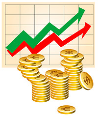 Image showing business graph with coins