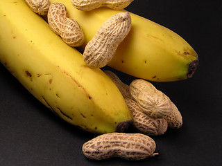 Image showing Still life with banans and peanuts