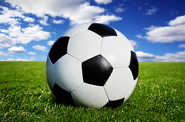 Image showing soccer ball on grass