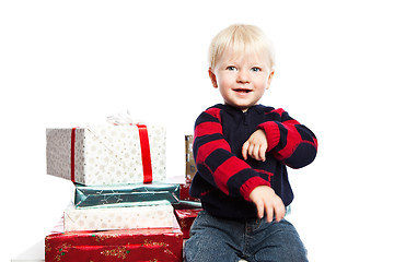 Image showing Boy with christmas gift