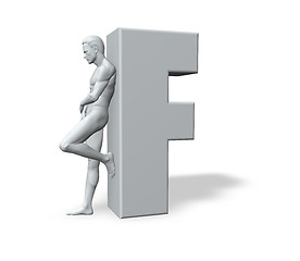 Image showing man leans on letter f