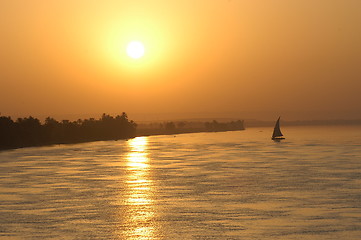 Image showing Sailing sunset in Egypt