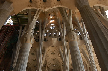 Image showing Inside of Sagrada Familia church, Barcelona, Spain