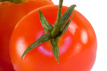 Image showing Tomatoes isolated on white with clipping path