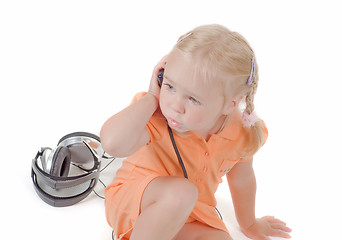 Image showing Little girl with mobile