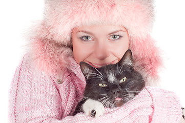 Image showing Woman with cat