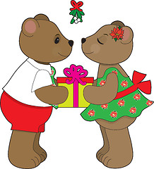 Image showing Kissing Bears Mistletoe