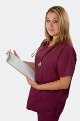 Image showing Nurse with clipboard