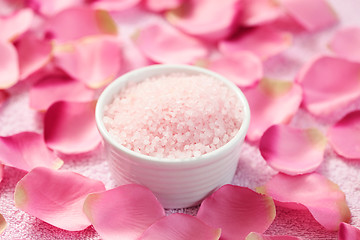 Image showing bath salt with rose