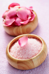 Image showing bath salt with rose