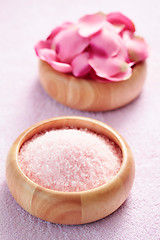 Image showing bath salt with rose