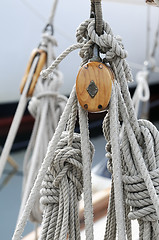 Image showing Old sailboat blocks