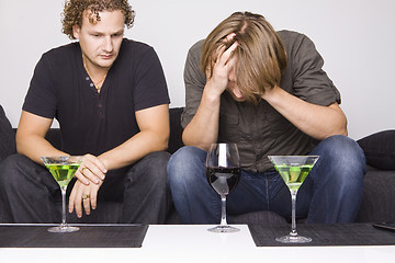 Image showing two friends drinking at home