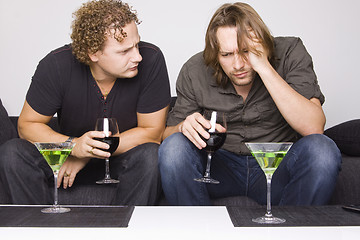 Image showing two friends drinking at home