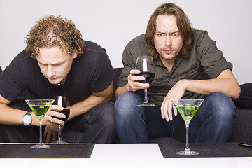 Image showing two friends drinking at home