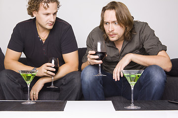 Image showing two friends drinking at home