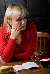 Image showing attractive girl in cafe