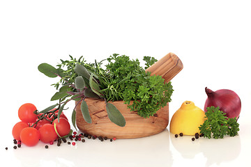 Image showing  Herbs and Vegetable Selection