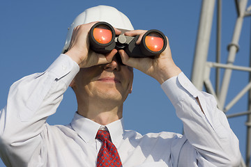 Image showing Engineer with binoculars