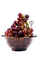 Image showing Grapes in bowl isolated on white background