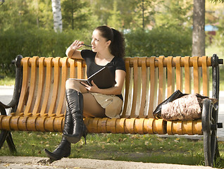 Image showing woman on bench