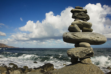 Image showing Stone Stack on the Shore