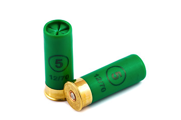 Image showing Two hunting cartridges for shotgun 12 caliber