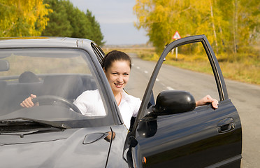 Image showing woman in car