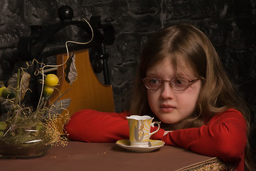 Image showing Weeping little girl in glasses