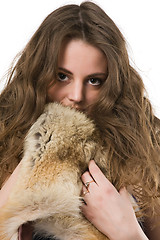 Image showing beautiful girl with fur