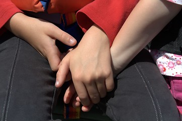 Image showing Sisters Holding Hands