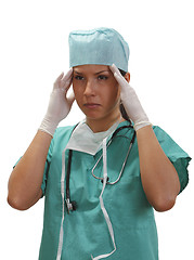 Image showing Tired female doctor