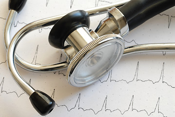 Image showing Stethoscope and ECG
