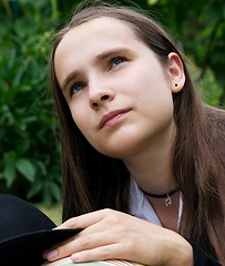 Image showing Girl looking up