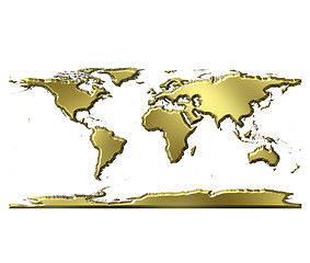 Image showing 3D Golden World Map