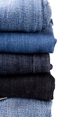 Image showing stack of blue jeans