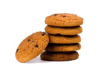 Image showing stack of oatmeal chocolate chip cookies