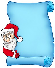 Image showing Christmas blue scroll with Santa 1