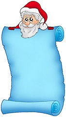 Image showing Christmas blue scroll with Santa 2