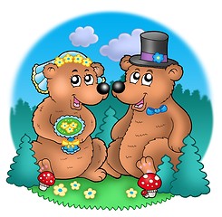 Image showing Wedding image with bears on meadow