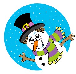 Image showing Lurking cartoon snowman