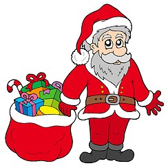 Image showing Happy Santa Claus with gifts