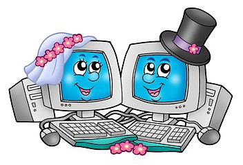 Image showing Cute wedding computers