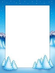 Image showing Christmas frame with snowy trees