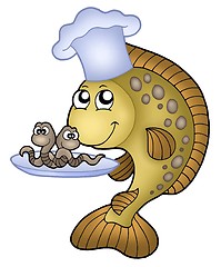 Image showing Carp chef with earthworms