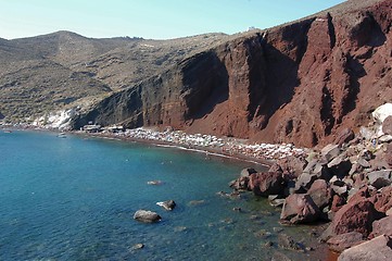Image showing Red beach in Santorini