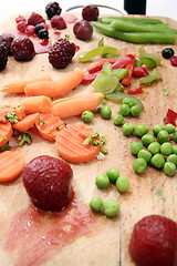 Image showing Fruits and vegetables plate.