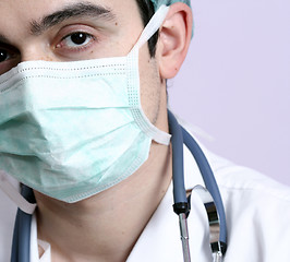 Image showing Young doctor with stethoscope.