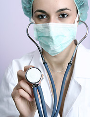 Image showing Young doctor with stethoscope.