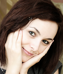 Image showing Woman with green eyes